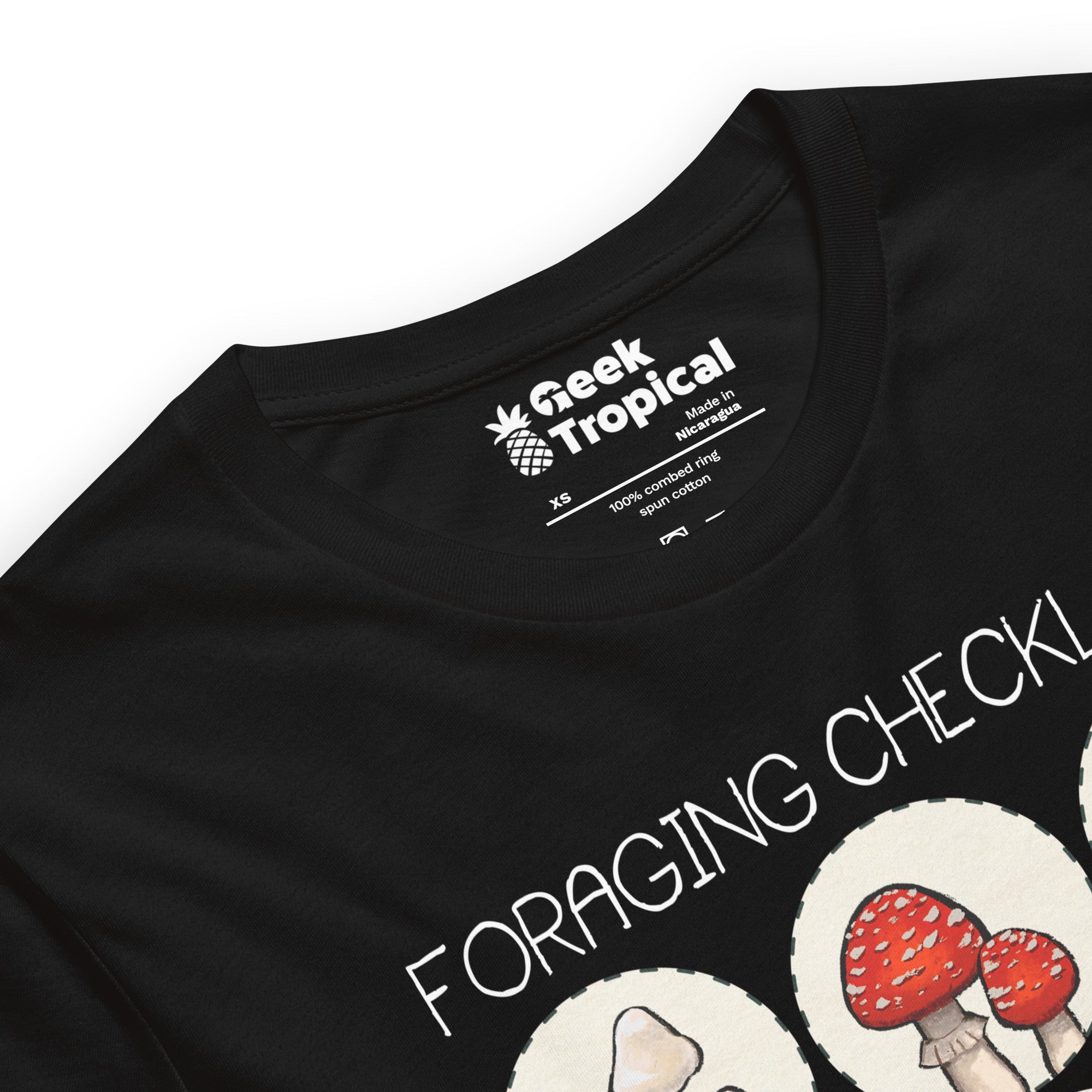 Foraging Checklist Mushrooms T-Shirt Geek Nerd Advertise to Meta Botany Print Elle