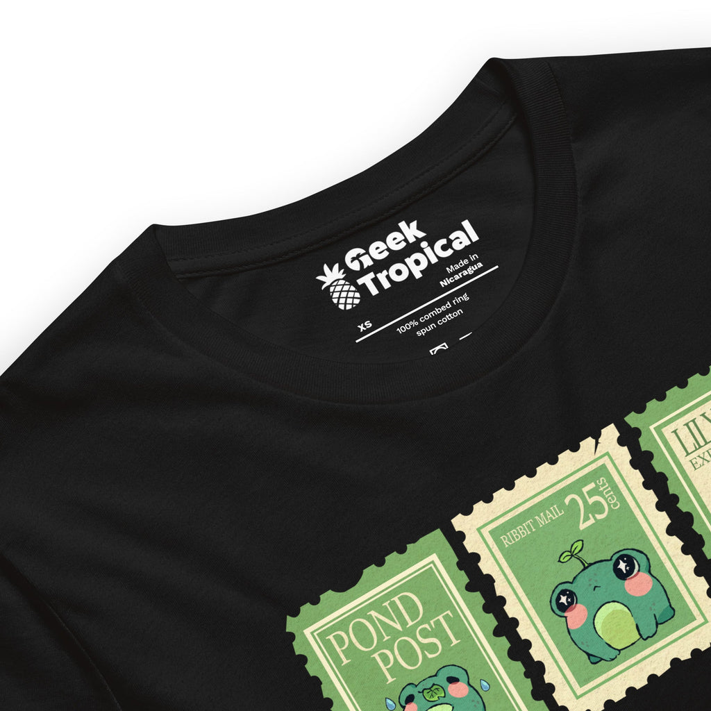 Raining Frogs Stamps T-Shirt Geek Nerd Advertise to Meta Animal Patterns Design by Ardi Tong