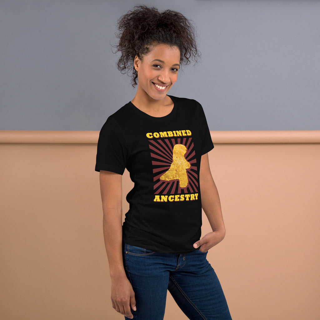 Combined Ancestry Dinosaur Chicken Nugget T-Shirt Geek Nerd Advertise to Meta Animal Patterns Design by Random Galaxy