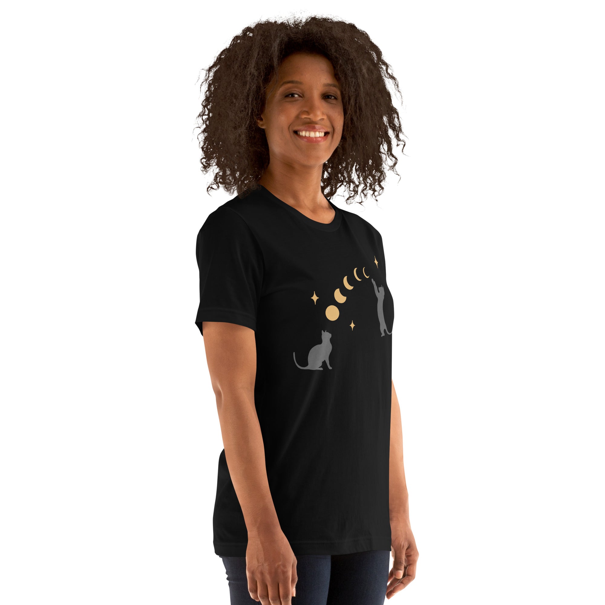 Cat And Moon T-Shirt Geek Nerd Advertise to Meta Animal Patterns Design by Episodic Drawing