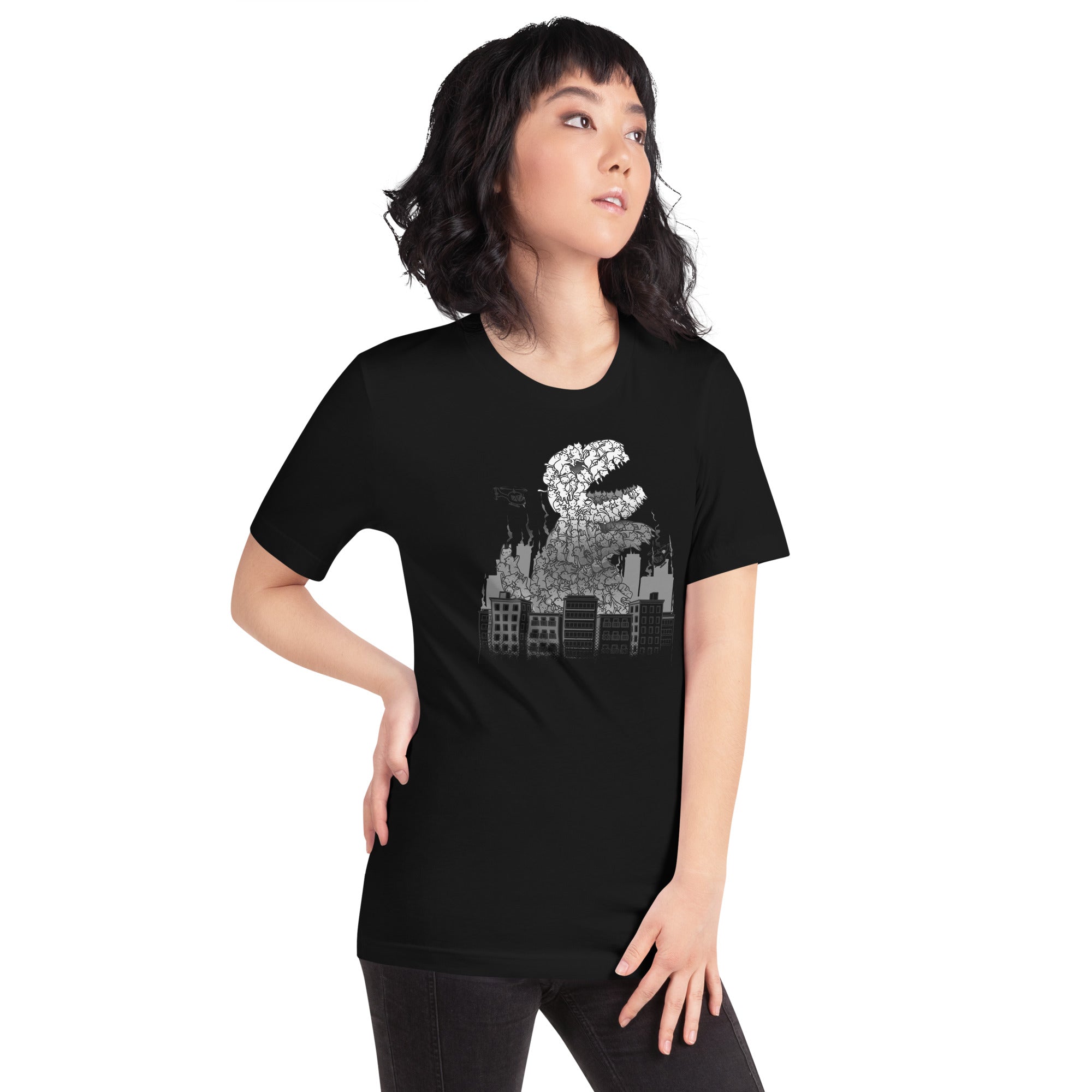 Catzilla T-Shirt Geek Nerd Advertise to Meta Animal Patterns Anime