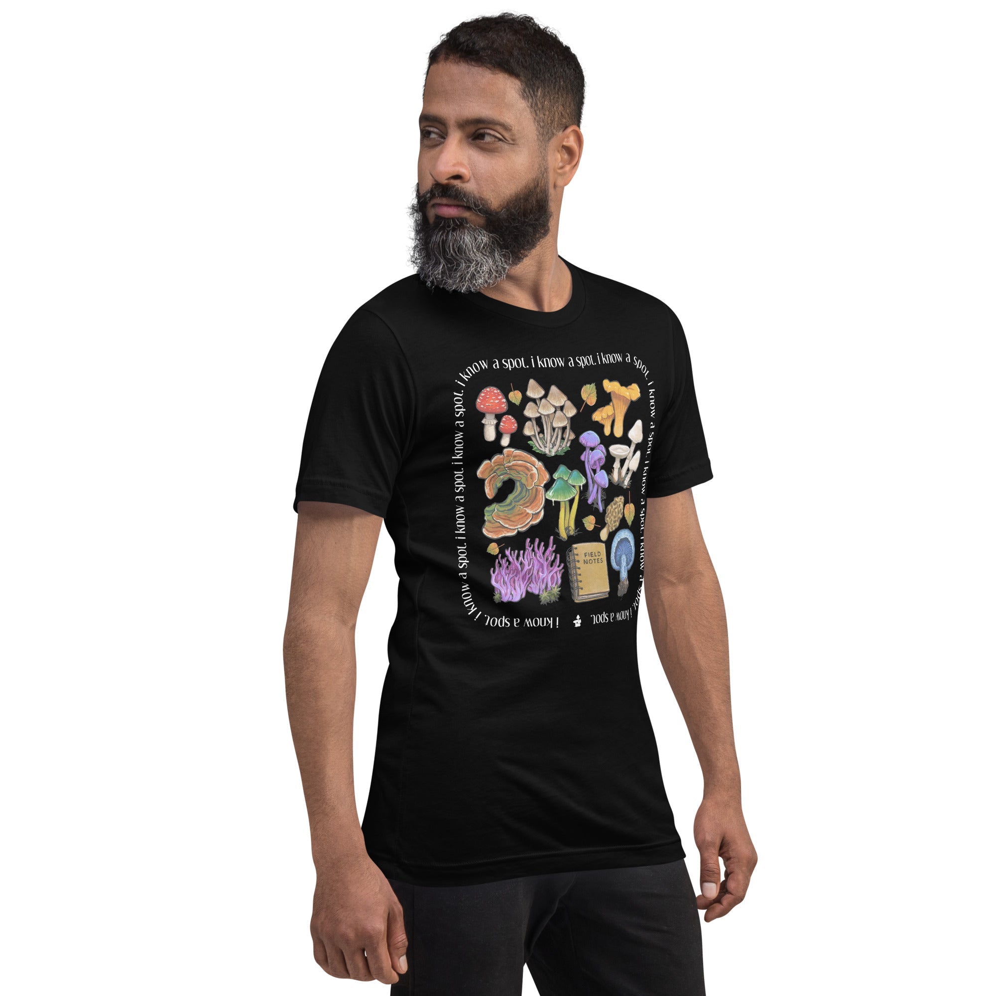 I Know A Spot Mushrooms T-Shirt Geek Nerd Advertise to Meta Botany Print Elle