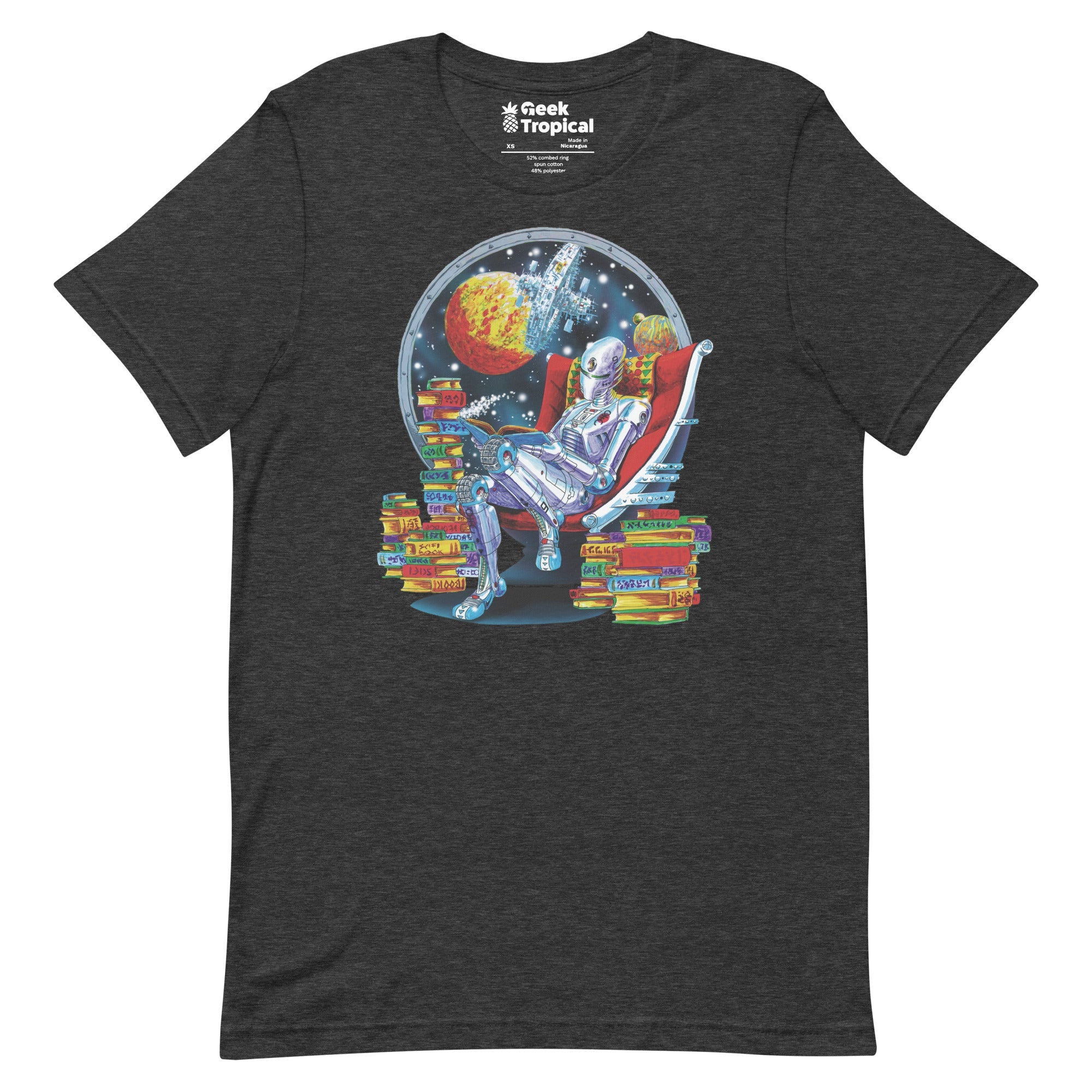 Robot Reading T-Shirt Geek Nerd Advertise to Meta Book Prints Fantasy Prints