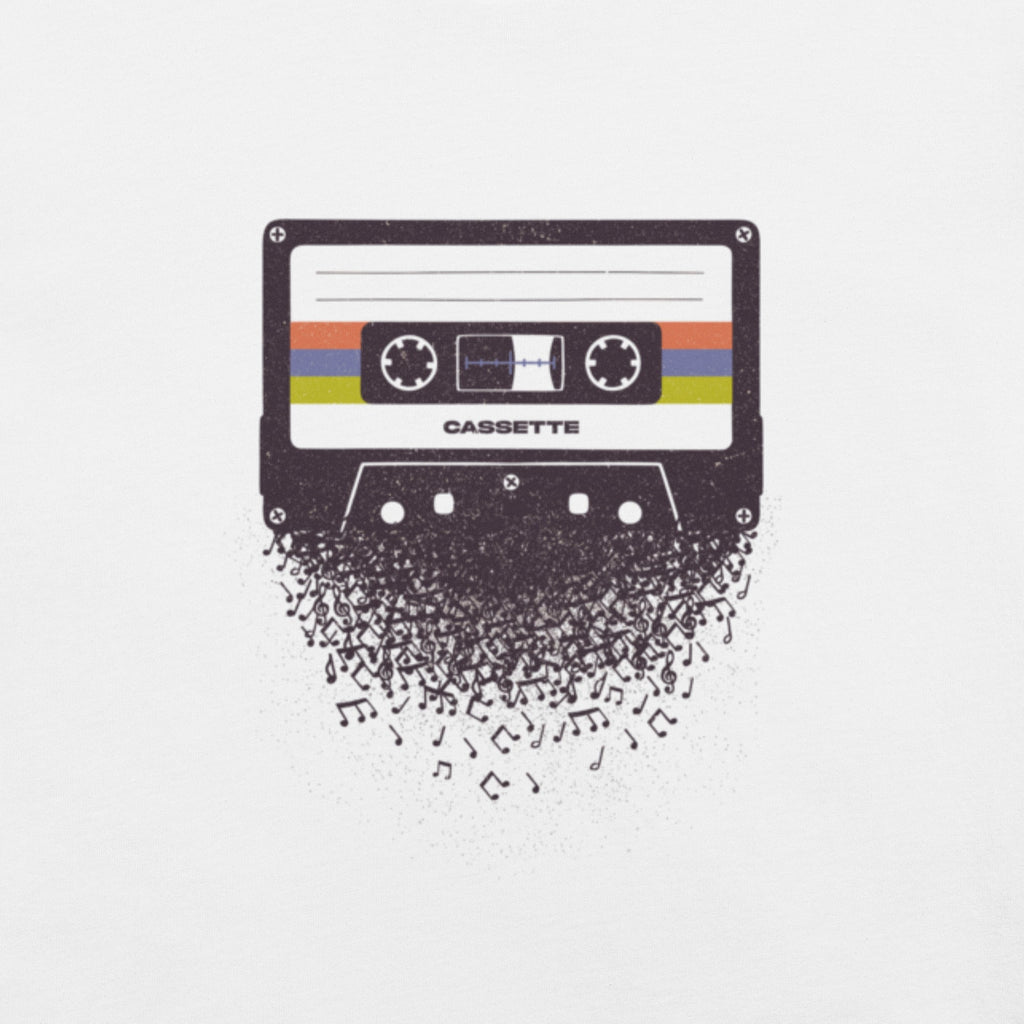 Cassette Musical Notes T-Shirt Geek Nerd Design by Tobe Fonseca FLOW DESC WRITING music print