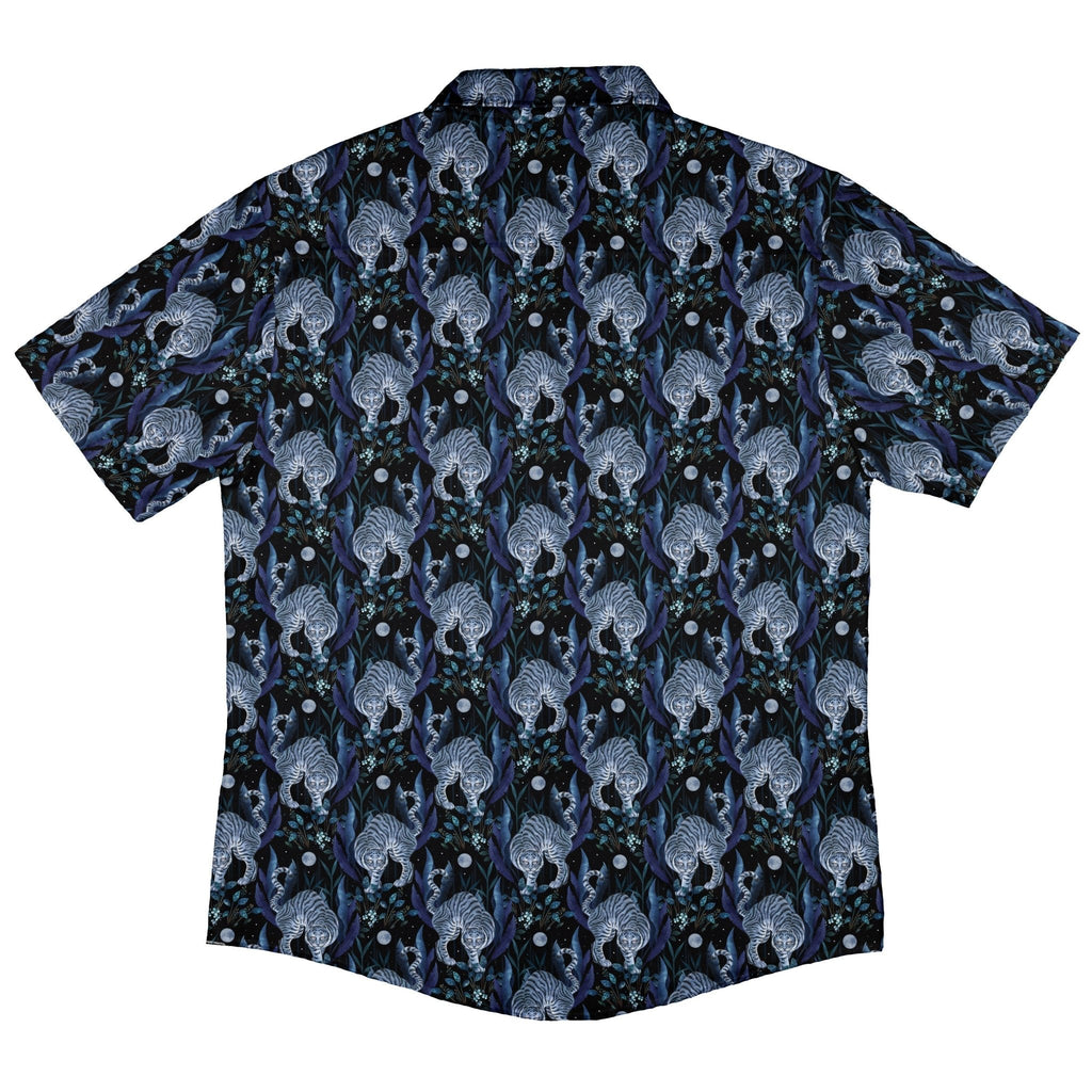 Year of the Tiger Blue Small Button Up Shirt Geek Nerd adult sizing Botany Print Design by Episodic