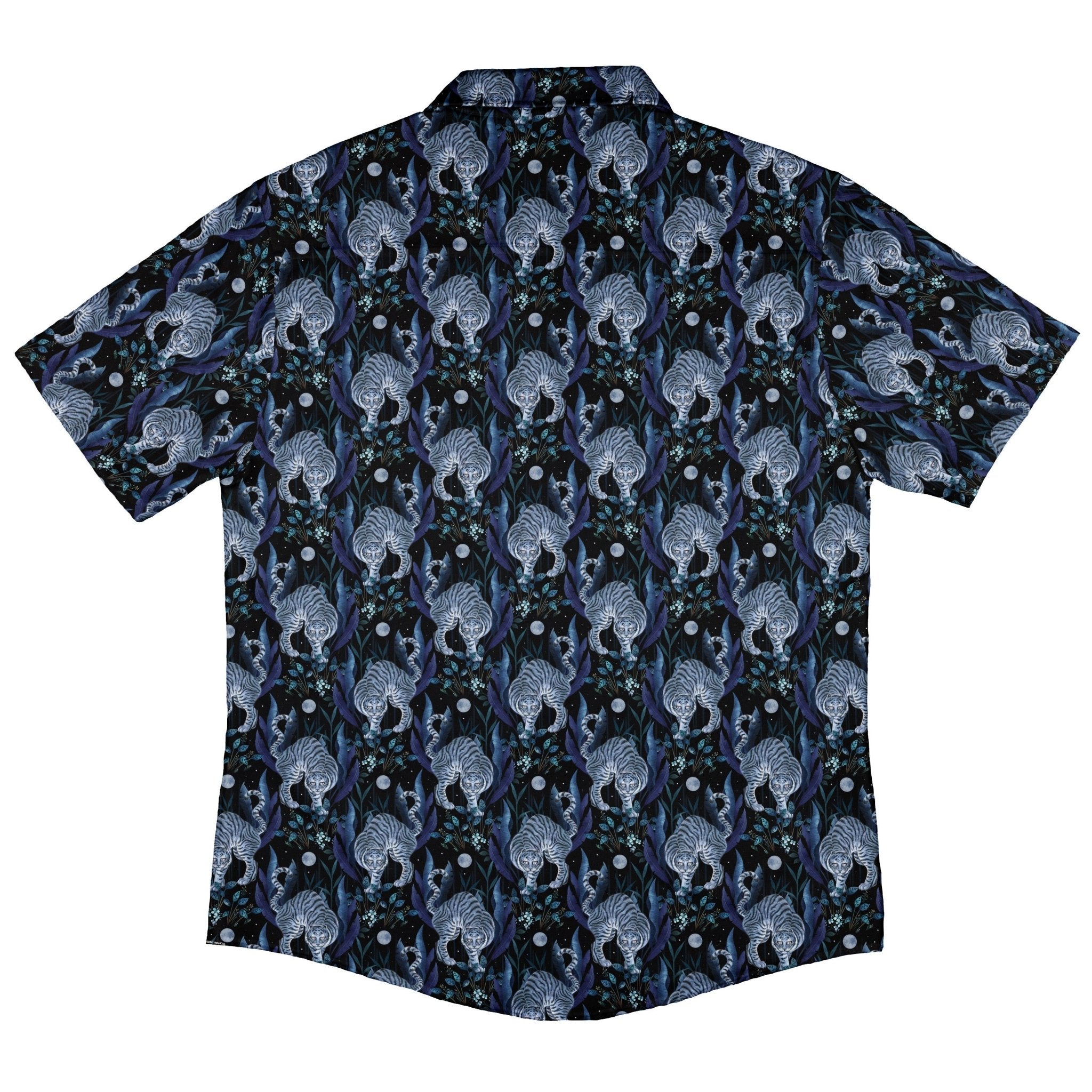Year of the Tiger Blue Small Button Up Shirt Geek Nerd adult sizing Botany Print Design by Episodic